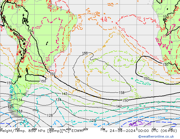 Height/Temp. 850 hPa ECMWF Tu 24.09.2024 00 UTC