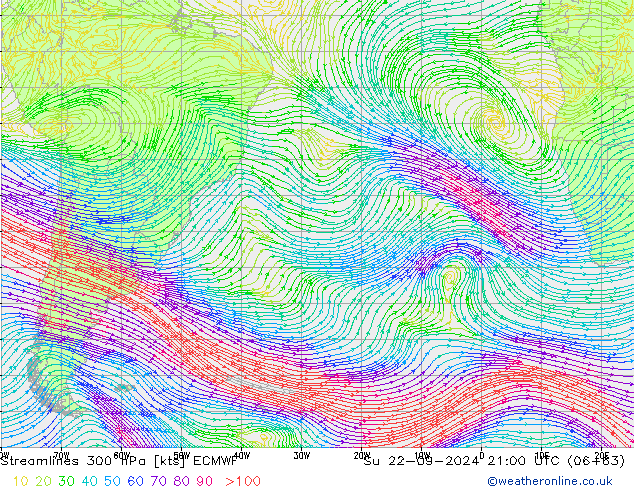  300 hPa ECMWF  22.09.2024 21 UTC