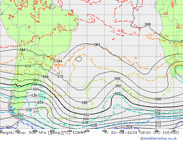 Height/Temp. 500 hPa ECMWF Pá 20.09.2024 09 UTC