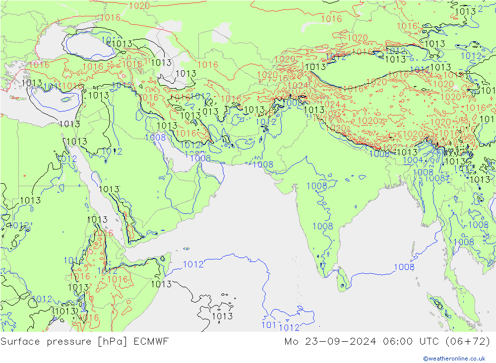 Surface pressure ECMWF Mo 23.09.2024 06 UTC