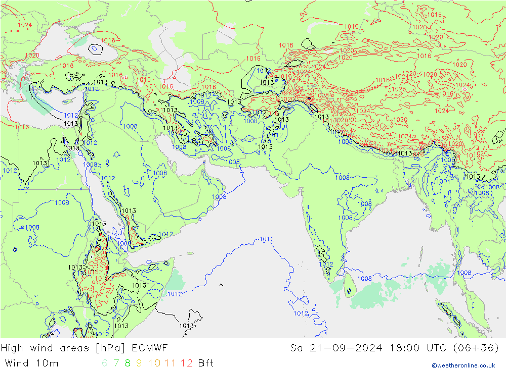 Izotacha ECMWF so. 21.09.2024 18 UTC