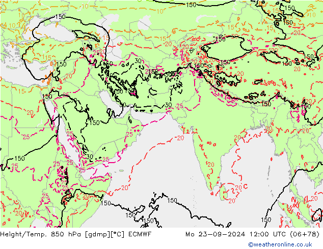 Height/Temp. 850 hPa ECMWF Mo 23.09.2024 12 UTC