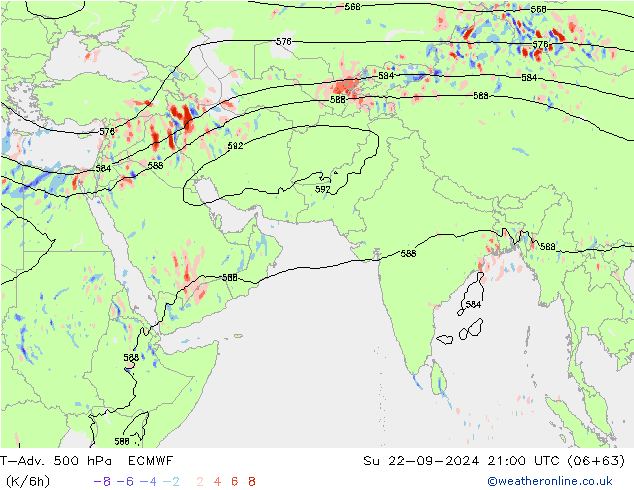 T-Adv. 500 hPa ECMWF Paz 22.09.2024 21 UTC