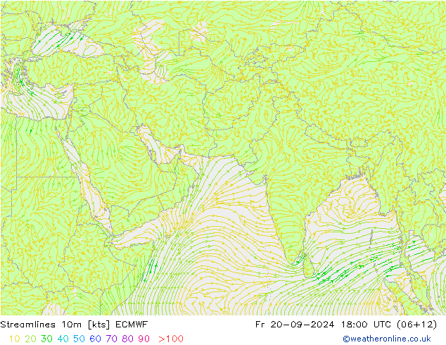 Ligne de courant 10m ECMWF ven 20.09.2024 18 UTC