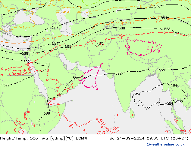 Height/Temp. 500 hPa ECMWF Sa 21.09.2024 09 UTC