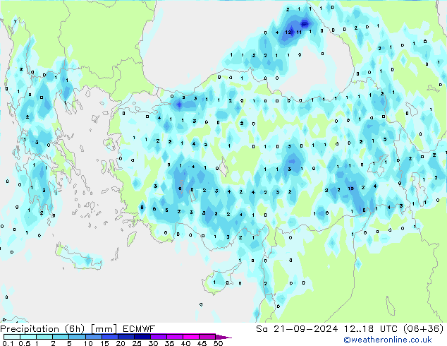 Z500/Rain (+SLP)/Z850 ECMWF sáb 21.09.2024 18 UTC