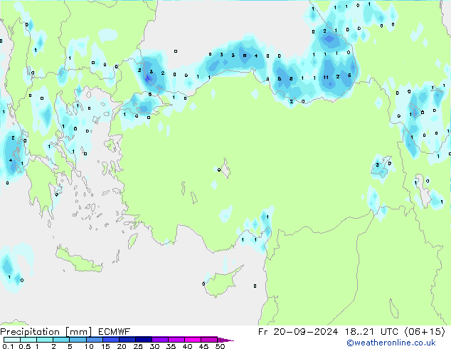 Precipitazione ECMWF ven 20.09.2024 21 UTC