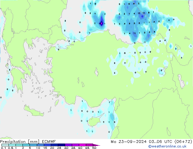 Precipitation ECMWF Mo 23.09.2024 06 UTC