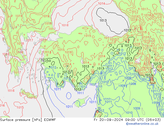 Surface pressure ECMWF Fr 20.09.2024 09 UTC