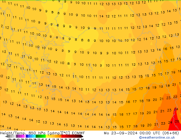 Z500/Yağmur (+YB)/Z850 ECMWF Pzt 23.09.2024 00 UTC