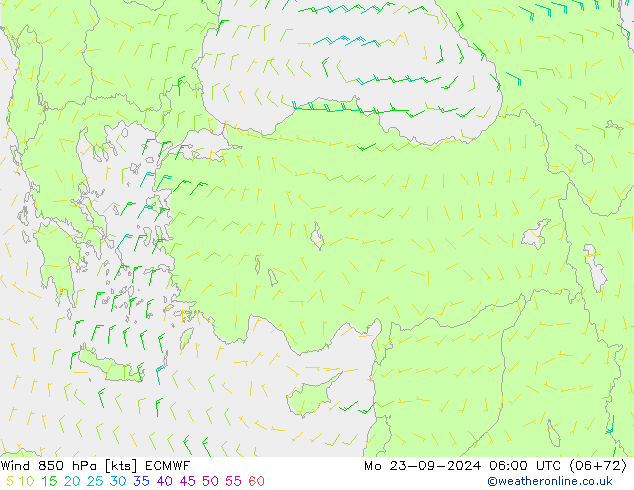 Wind 850 hPa ECMWF Po 23.09.2024 06 UTC