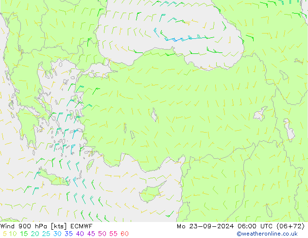 Wind 900 hPa ECMWF Mo 23.09.2024 06 UTC