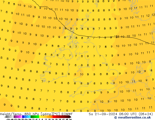 Z500/Rain (+SLP)/Z850 ECMWF Sa 21.09.2024 06 UTC