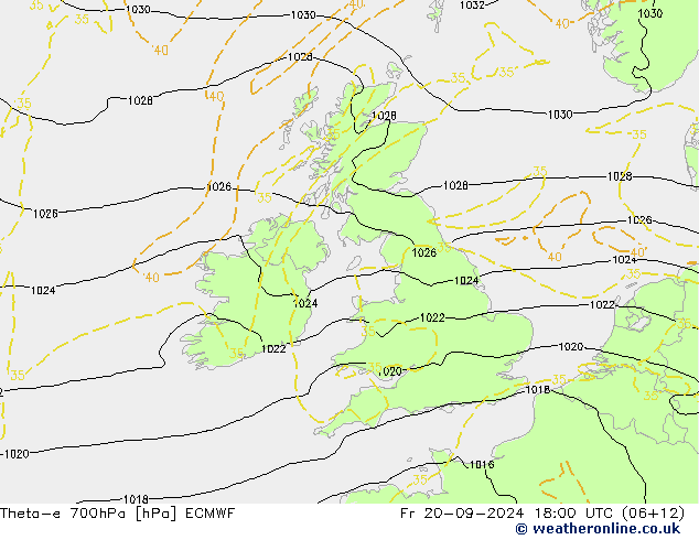 Theta-e 700hPa ECMWF vie 20.09.2024 18 UTC