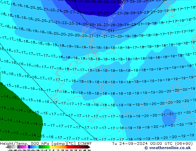 Z500/Rain (+SLP)/Z850 ECMWF Tu 24.09.2024 00 UTC