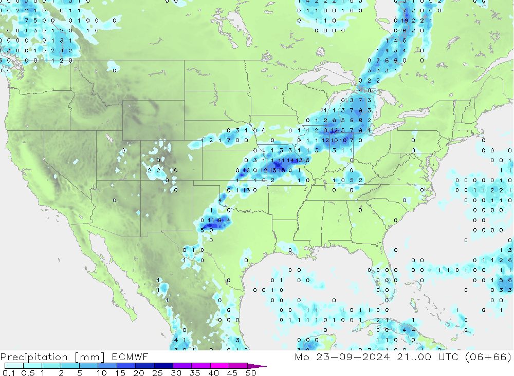 Neerslag ECMWF ma 23.09.2024 00 UTC