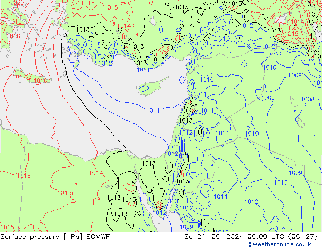 приземное давление ECMWF сб 21.09.2024 09 UTC