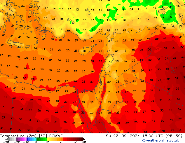 température (2m) ECMWF dim 22.09.2024 18 UTC