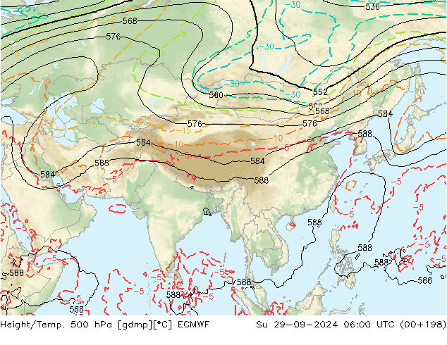 Z500/Rain (+SLP)/Z850 ECMWF Su 29.09.2024 06 UTC