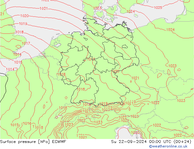 地面气压 ECMWF 星期日 22.09.2024 00 UTC