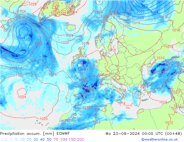 Nied. akkumuliert ECMWF Mo 23.09.2024 00 UTC