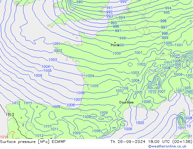 Bodendruck ECMWF Do 26.09.2024 18 UTC