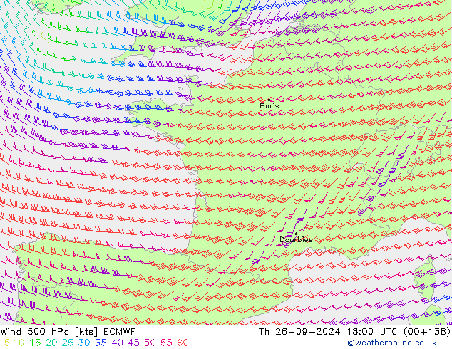 Wind 500 hPa ECMWF Do 26.09.2024 18 UTC