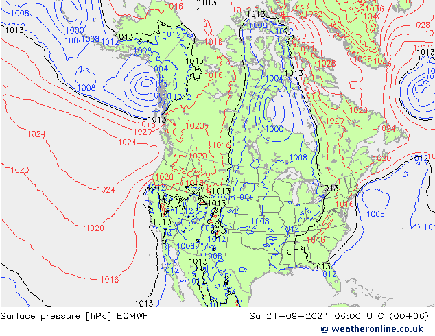 地面气压 ECMWF 星期六 21.09.2024 06 UTC