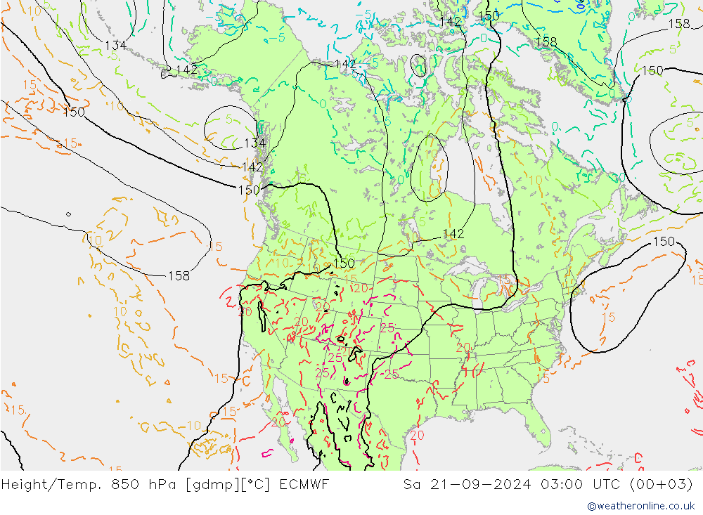 Height/Temp. 850 hPa ECMWF 星期六 21.09.2024 03 UTC