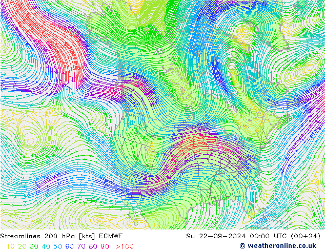 风 200 hPa ECMWF 星期日 22.09.2024 00 UTC