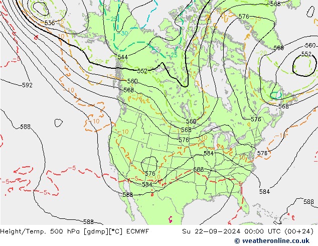 Z500/Rain (+SLP)/Z850 ECMWF 星期日 22.09.2024 00 UTC