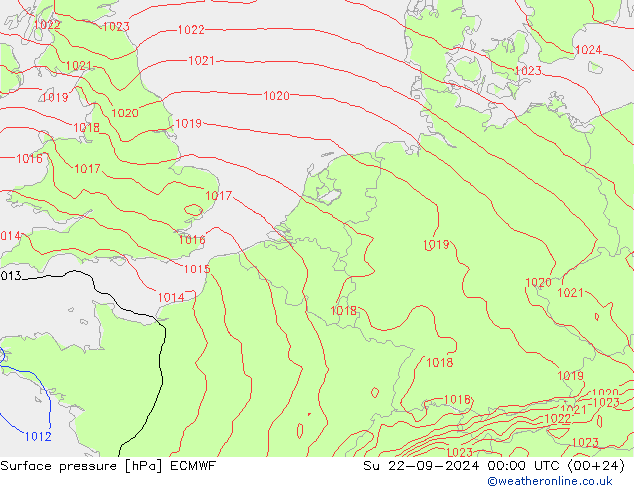 Presión superficial ECMWF dom 22.09.2024 00 UTC