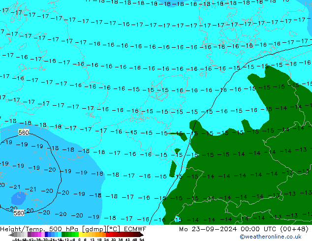 Z500/Rain (+SLP)/Z850 ECMWF Mo 23.09.2024 00 UTC