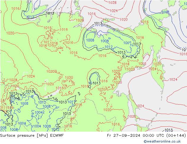 Bodendruck ECMWF Fr 27.09.2024 00 UTC