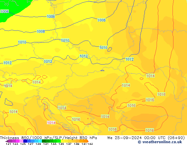 Thck 850-1000 hPa ECMWF We 25.09.2024 00 UTC