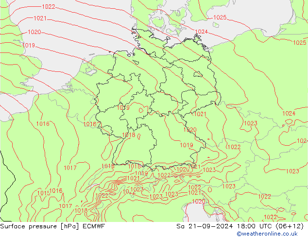 地面气压 ECMWF 星期六 21.09.2024 18 UTC