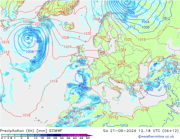 Z500/Rain (+SLP)/Z850 ECMWF sáb 21.09.2024 18 UTC