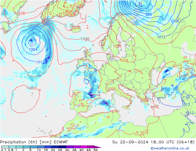 Z500/Rain (+SLP)/Z850 ECMWF 星期日 22.09.2024 00 UTC