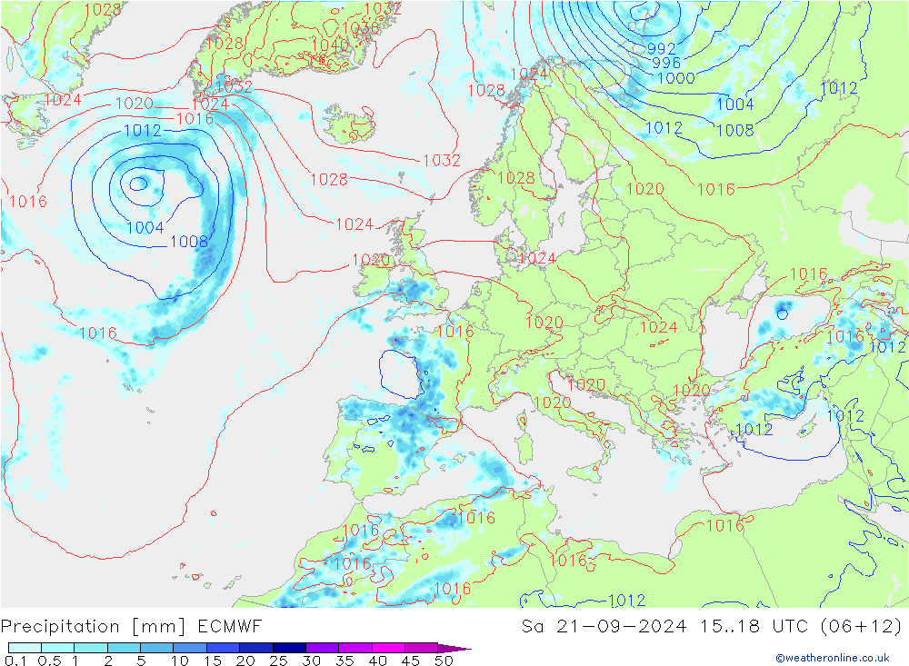 降水 ECMWF 星期六 21.09.2024 18 UTC