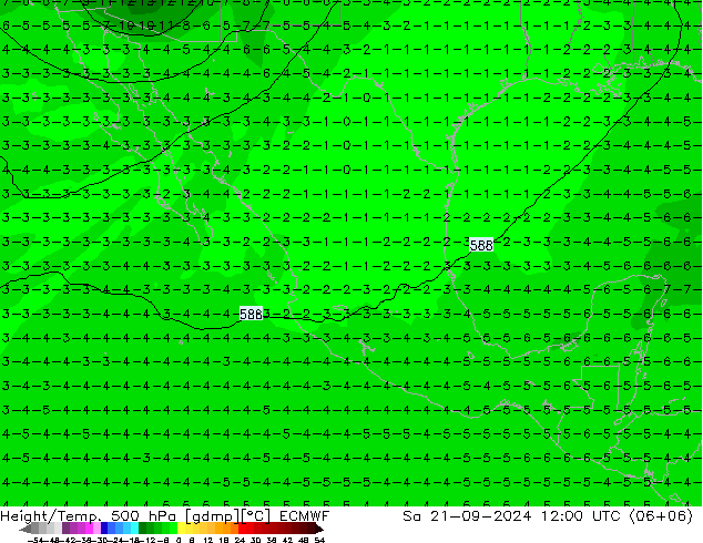 Z500/Rain (+SLP)/Z850 ECMWF Sa 21.09.2024 12 UTC