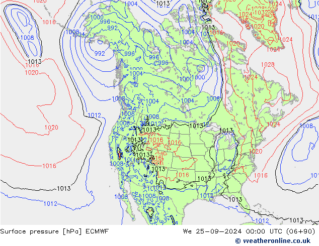 地面气压 ECMWF 星期三 25.09.2024 00 UTC