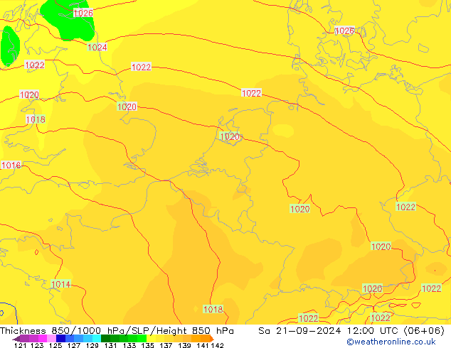 Schichtdicke 850-1000 hPa ECMWF Sa 21.09.2024 12 UTC