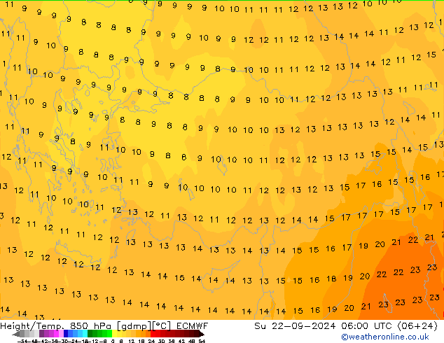 Z500/Rain (+SLP)/Z850 ECMWF Su 22.09.2024 06 UTC