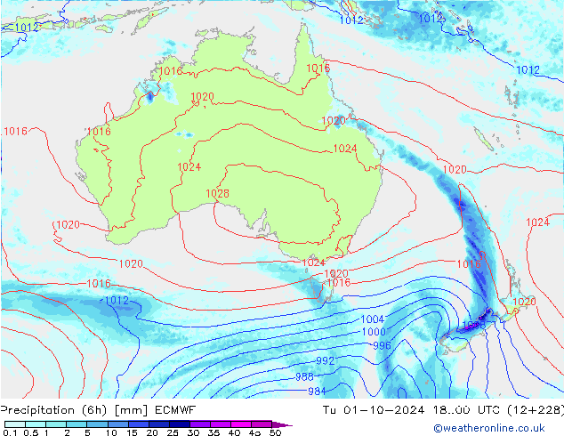 Z500/Rain (+SLP)/Z850 ECMWF Tu 01.10.2024 00 UTC