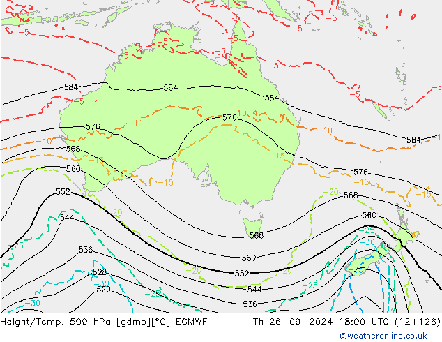 Z500/Rain (+SLP)/Z850 ECMWF gio 26.09.2024 18 UTC