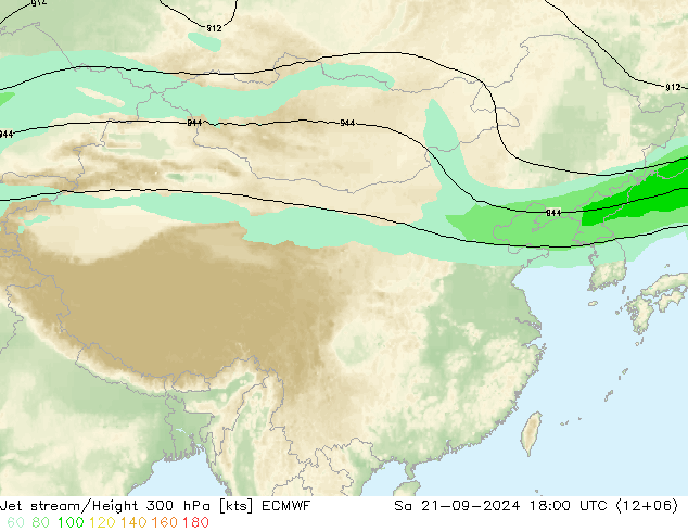 高速氣流 ECMWF 星期六 21.09.2024 18 UTC