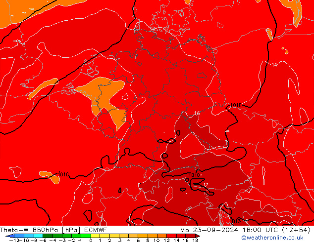 Theta-W 850hPa ECMWF Po 23.09.2024 18 UTC