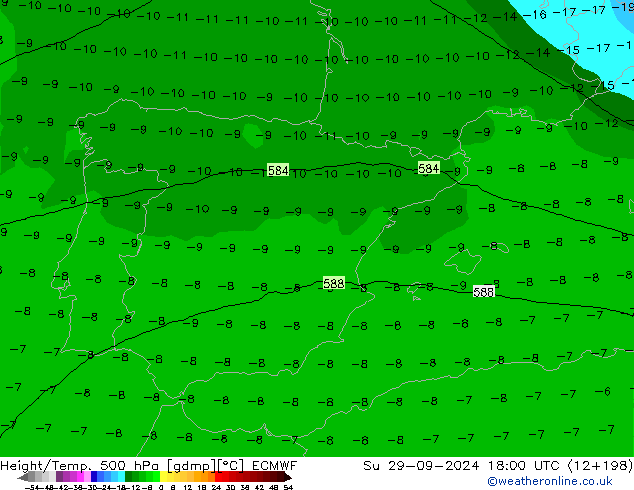 Z500/Regen(+SLP)/Z850 ECMWF zo 29.09.2024 18 UTC