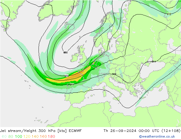 Jet stream/Height 300 hPa ECMWF Th 26.09.2024 00 UTC