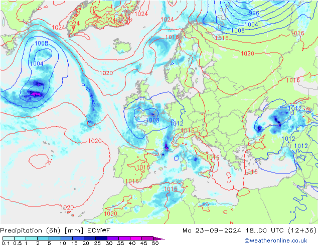 Z500/Rain (+SLP)/Z850 ECMWF Mo 23.09.2024 00 UTC